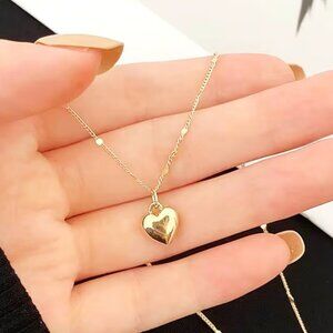 Puffy Heart Necklace Delicate Minimalist Gold Chain Delicate Simple Dainty Sexy